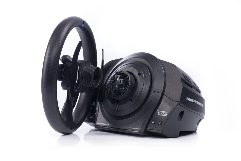 Thrustmaster T300 RS GT racing wheel, three-quarter view